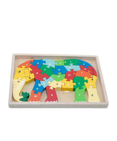 Elephant Puzzle With Alphaber Wooden Puzzles Artisan Island